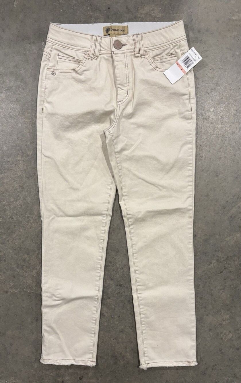 NEW Democracy Ab Technology Women’s Jeans Beige Denim Slim Mid Rise Stretch Sz 2